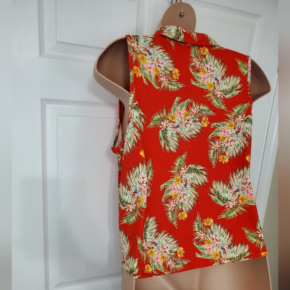 Full Circle Trends Tropical Tie Waist Shirt - Picture 5 of 9